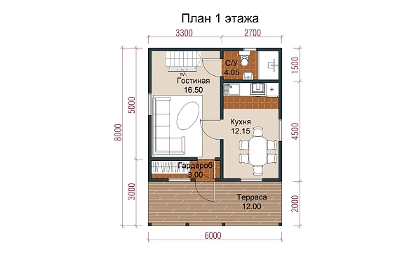 Дом из бруса 6х8. фото